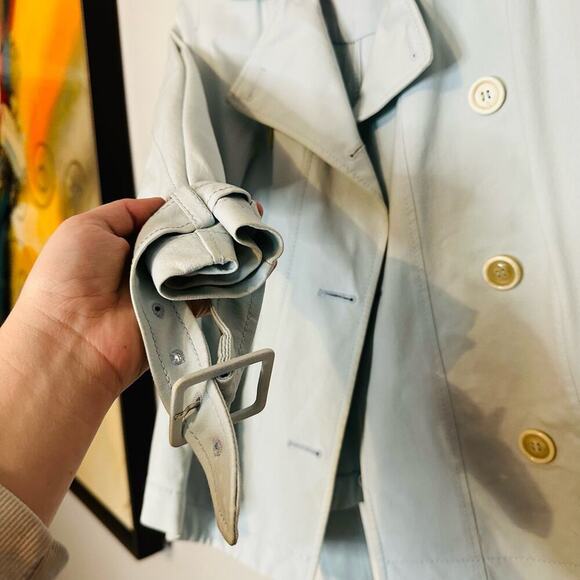 Piazza Sempione Baby Blue Belted Collared Button Front Jacket size US 8 - Picture 4 of 8